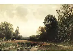 Baumlandschaft mit Bachlauf by Ludwig Willroider, oil on canvas, offered Jun 2025