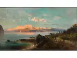 Sonnenbeschienene Berglandschaft by Karl Millner, oil on board, sold Sep 2023