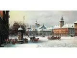 Der Warschauer Schlossplatz mit der Sigismundssäule im Winter by Władysław Chmieliński, oil on canvas, sold Jun 2021