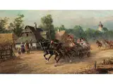 Flotte Kutschenfahrt zu Einem Fest by Władysław Chmieliński, oil on canvas, offered Jun 2021