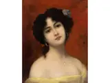 Portrait Einer Schwarzhaarigen Schönheit by Albert Belot, oil on canvas, offered Dec 2025