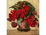Blumentopf mit Roten Begonien by Ernst Liebermann, oil on board, offered Jun 2024