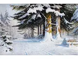 Sonniger Verschneiter Waldweg by Bruno Moras, oil on canvas, sold Jun 2024