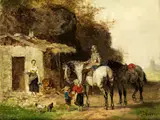 Berittener Soldat bei der Rast by Julius Noerr, 1827 München – 1897 Starnberg, oil on panel, offered Jun 2019