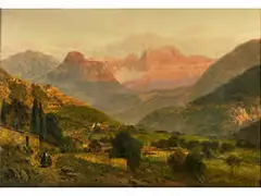 Rosengarten in Abendbeleuchtung by Josef von Schlögl, oil on panel, sold Dec 2016