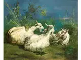 Drei Ziegen und ein Zicklein auf Einer Wiese by Jacques-Joseph Lecurieux, oil on canvas, offered Dec 2015