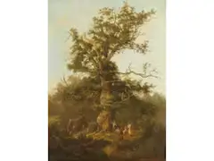 Wald mit Grosser Alter Eiche by Robert Kummer, oil on canvas, offered Dec 2025