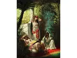 Vier Junge Haremsfrauen im Park Unter Palmen mit Wasserpfeife by Eliza Joinville, oil on panel, offered Jul 2018