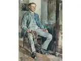 Junger Mann auf Einem Stuhl Sitzend by Otto Greiner, watercolor, sold Dec 2019