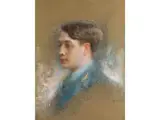 Portrait Eines Jungen Mannes by Lucien Lévy-Dhurmer, pastel, offered Jun 2025