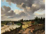Holzfloss auf dem Rhein by Leonardus Raphael van den Braak, oil on canvas, offered Sep 2024