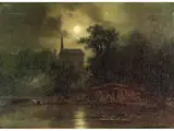 Mondschein Über Flussufer by Louis Douzette, oil on canvas, offered Jun 2025