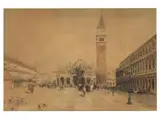 Ansicht der Piazza san Marco in Venedig by Paolo Sala, watercolor, sold Dec 2019