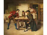 Das Würfelspiel by Heinrich Weber, oil on panel, offered Mar 2025