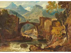 Romantische Landschaft by James Duffield Harding, oil on board, offered Dec 2024