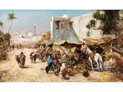 Belebter Markt am Bosporus by Fausto Zonaro, oil on canvas, offered Mar 2026