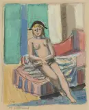 Mädchen Akt auf Ruhebett sitzend by Maurice Barraud, watercolor, offered Sep 2024