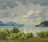 Thunersee by Marcus Jacobi, 1946, oil on canvas, sold Sep 2024