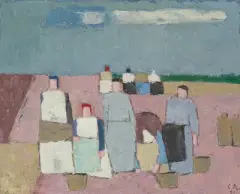 Komposition by Carl Roesch, 1961, oil on canvas, sold Sep 2024