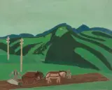 Beim Erlenhof/Reinach BL/Blick Richtung SSW by Rudolf Maeglin, 1936, oil on canvas, sold Sep 2024