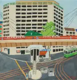 Hochhaus «Steinentor» an der Heuwaage, Basel by Rudolf Maeglin, 1970, gouache, sold Sep 2024