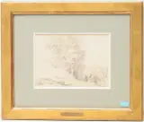 Waldlandschaft mit Brücke und Staffage by Karl Girardet, pencil, offered Sep 2024