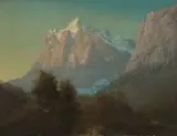 Das Wetterhorn im Abendlicht by Arnold Jenny, 1872, oil on canvas, sold Sep 2024