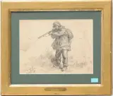 Jäger auf der Pirsch by Henri van Muyden, 1893, pencil, sold Sep 2024