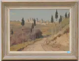 Weg nach San Gimignano by Willy Friedrich Burger, oil on canvas, sold Sep 2024
