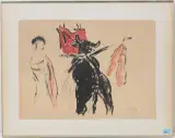 Stierkampf by Werner Holenstein, 1954, watercolor, offered Sep 2024