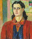 La dame aux yeux noirs by Charles L'Epplattenier, 1945, oil on canvas, sold Sep 2024