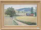 Sommerliche Landschaft mit Bauerngehöft by Alfred Marxer, oil on canvas, offered Sep 2024