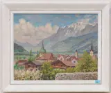 Zizers gegen Falknis und Luziensteig by Oscar Nussio, 1960, oil, sold Sep 2024