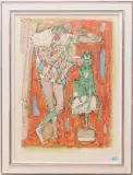 Harlekin mit Diavolo by Alois Carigiet, 1970, color lithograph, offered Sep 2024