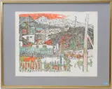 Bündner Dorf by Alois Carigiet, 1974, color lithograph, sold Sep 2024