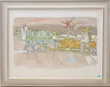 Pferdegespann by Alois Carigiet, 1970, color lithograph, sold Sep 2024
