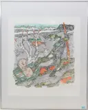 Schlitten by Alois Carigiet, 1974, color lithograph, sold Sep 2024