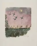 Coucher de Soleil by Robert Hainard, 1972, color woodcut, sold Sep 2024