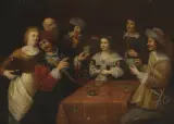 Nachfolger Kartenspieler um einen Tisch by Theodor Rombouts, oil on panel, sold Jun 2024