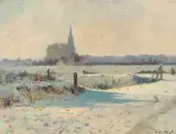 Winterlandschaft by Eugène Henri Alexandre Chigot, oil on canvas, sold Jun 2024