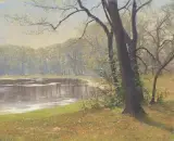 Landschaft mit Teich by Anton Filkuka, pastel, sold Jun 2024