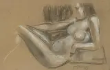Liegender Akt by Jean Brusselmans, 1947, charcoal, offered Jun 2024