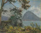 San Salvatore von Lugano aus gesehen by Adolf Helmberger, 1963, oil on board, sold Jun 2024