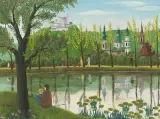 Franz Josef-Park by Regine Dapra, oil on board, offered Jun 2024