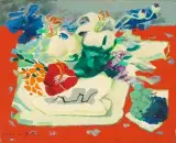 Fleurs subtiles by Jean de Botton, 1969, oil on canvas, sold Jun 2024