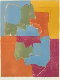 Composition rouge, verte, bleue et jaune by Serge Poliakoff, 1956, color lithograph, sold Jun 2024
