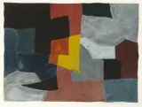 Composition grise, rouge et jaune by Serge Poliakoff, 1960, color lithograph, sold Jun 2024
