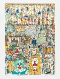 The greatest show on earth by James Rizzi, 1995, color lithograph, sold Jun 2024
