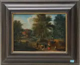 Umkreis Landschaft mit Lastesel und Staffage by Théobald Michau, oil on panel, sold Jun 2024