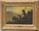 Nachfolger Junger Mann am Satteln der Pferde in einer Landschaft by Philips Wouwerman, oil on panel, offered Jun 2024